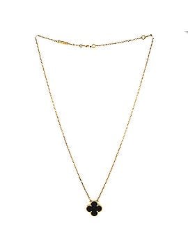 Van Cleef & Arpels Vintage Alhambra Pendant Necklace 18K Yellow Gold and Onyx (view 2)