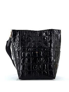 Céline Sangle Seau Bag Crocodile Embossed Leather Large (view 1)