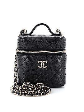 Chanel Handle with Care Vanity Case with Chain Quilted Caviar (view 1)