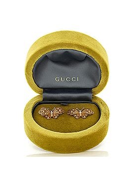 Gucci Le Marche Des Merveilles Butterfly Stud Earrings 18K Yellow Gold and Diamonds (view 2)