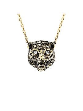 Gucci Le Marche Des Merveilles Feline Head Pendant Necklace 18K Yellow Gold with Onyx and Diamonds (view 1)