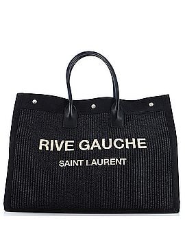 Saint Laurent Rive Gauche Shopper Tote Raffia with Canvas Large (view 1)
