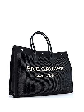 Saint Laurent Rive Gauche Shopper Tote Raffia with Canvas Large (view 2)