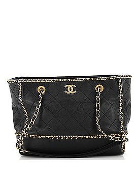 Chanel Chain Around Lines Shopping Tote Quilted Calfskin Small (view 1)