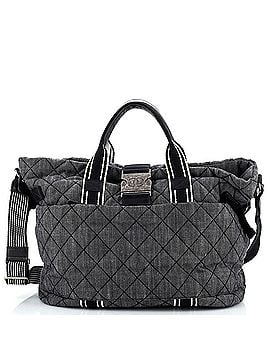 Chanel Airlines Buckle Tote Quilted Denim Large (view 1)