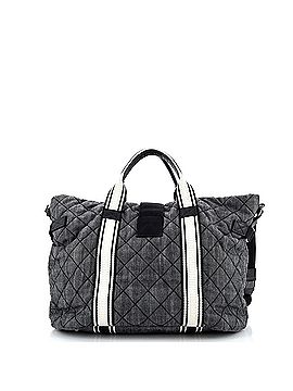 Chanel Airlines Buckle Tote Quilted Denim Large (view 2)