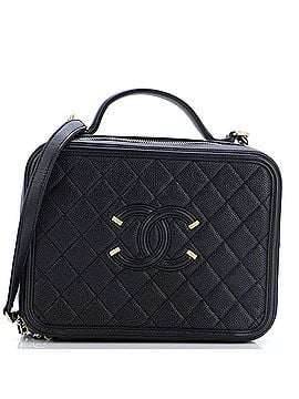Chanel Filigree Vanity Case Quilted Caviar Large (view 1)