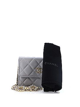Chanel Miss Coco Strap Flap Clutch with Chain Quilted Caviar Mini (view 2)