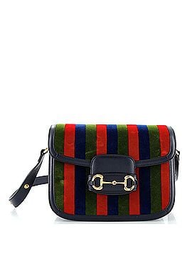 Gucci Horsebit 1955 Shoulder Bag Striped Velvet and Leather Small (view 1)