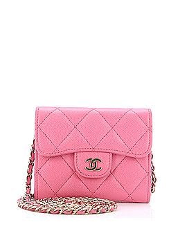 Chanel Classic Flap Card Holder on Chain Quilted Caviar Mini (view 1)