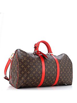 Louis Vuitton Keepall Bandouliere Bag Monogram Canvas with Coquelicot Leather Trim 50 (view 2)