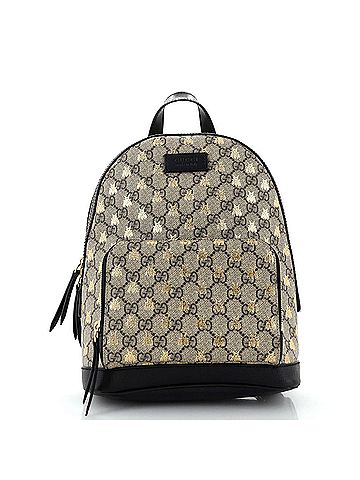 Gucci 100% Coatead Canvas Brown Zip Pocket Backpack Printed GG