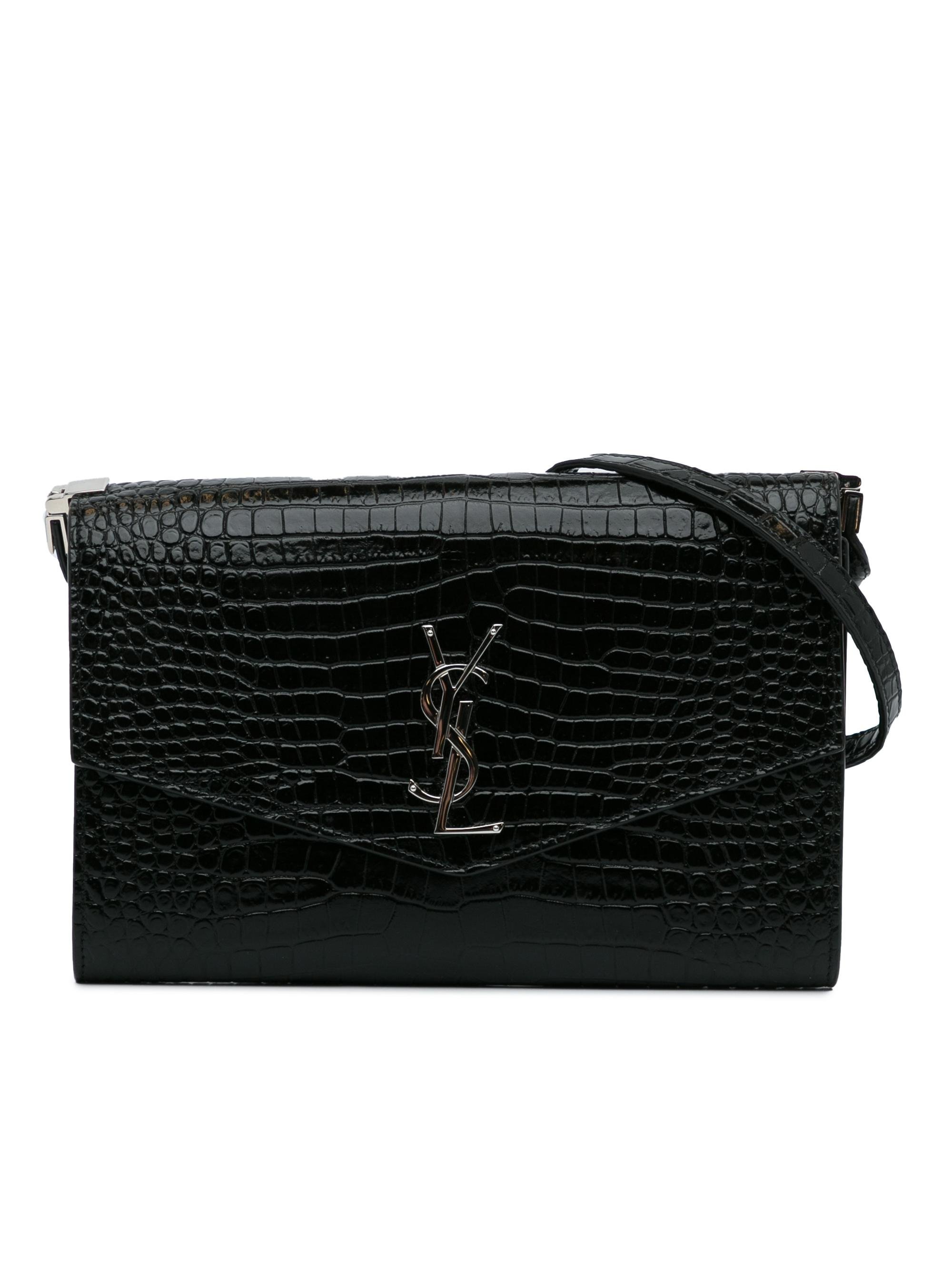 Yves Saint Laurent 100 Leather Black Embossed Uptown Crossbody Bag One