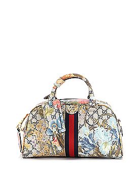 Gucci Ophidia Convertible Boston Top Handle Bag Water Flora GG Coated Canvas Large (view 1)