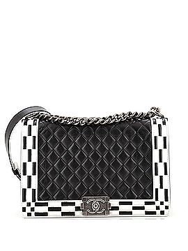 Chanel Checkerboard Trim Boy Flap Bag Quilted Calfskin New Medium (view 1)