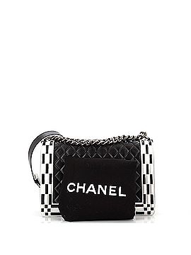 Chanel Checkerboard Trim Boy Flap Bag Quilted Calfskin New Medium (view 2)