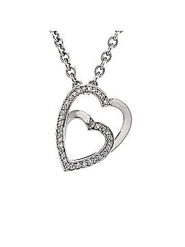 Cartier Double Heart Pendant Necklace 18K White Gold with Diamonds (view 1)