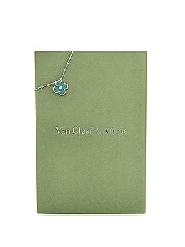 Van Cleef & Arpels Vintage Alhambra Pendant Necklace 18K White Gold and Green Celadon Sevres Porcelain with Diamond (view 2)