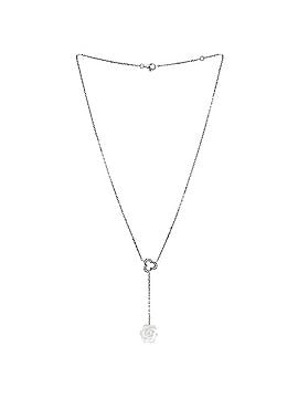 Chanel Camelia Sculpte Lariat Necklace 18K White Gold with Diamonds and Agate (view 2)