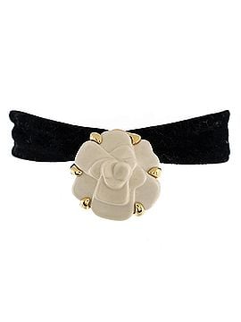 Chanel Camellia Choker Necklace Velvet Ribbon with 18K Yellow Gold and Agate (view 1)