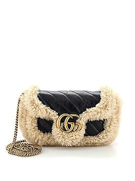 Gucci GG Marmont Flap Bag Diagonal Quilted Leather with Wool Trim Small (view 1)