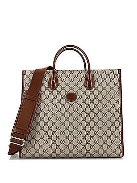 Gucci Structured Top Handle Open Tote GG Coated Canvas Medium (view 1)