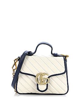 Gucci GG Marmont Top Handle Flap Bag Diagonal Quilted Leather Mini (view 1)