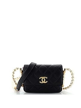 Chanel About Pearls Flap Card Holder with Chain Quilted Calfskin (view 1)