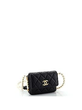 Chanel About Pearls Flap Card Holder with Chain Quilted Calfskin (view 2)