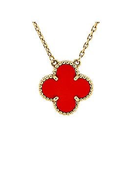 Van Cleef & Arpels Vintage Alhambra Pendant Necklace 18K Yellow Gold and Carnelian (view 1)