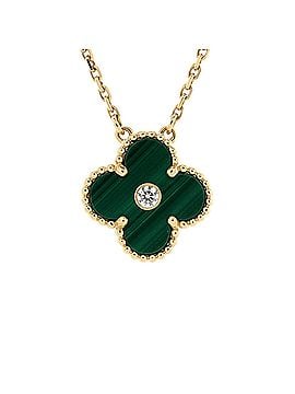 Van Cleef & Arpels Vintage Alhambra Pendant Necklace 18K Yellow Gold and Malachite with Diamond (view 1)