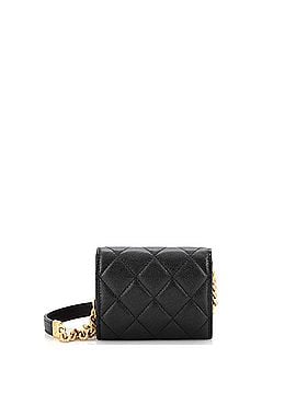 Chanel Plate Logo CC Flap Card Holder on Chain Quilted Caviar Mini (view 2)