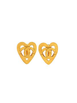 Chanel Vintage CC Heart Clip-On Earrings Metal (view 1)