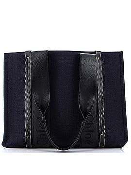 Chloé Woody Tote Canvas and Embroidered Leather Medium (view 1)
