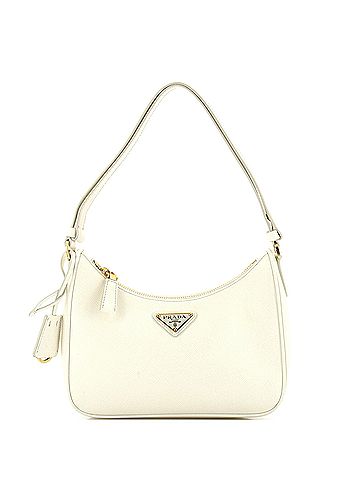 Prada 100% Leather White Adjustable Handle Zip Hobo Saffiano Leather Mini  One Size - 20% off | ThredUp