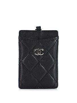 Chanel CC ID Card Holder on Chain Quilted Caviar (view 1)