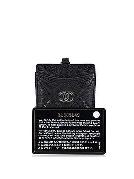 Chanel CC ID Card Holder on Chain Quilted Caviar (view 2)