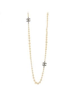 Chanel CC Long Necklace Faux Pearl and Metal with Beads (view 1)