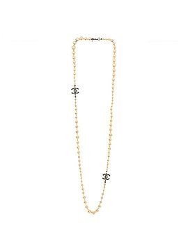 Chanel CC Long Necklace Faux Pearl and Metal with Beads (view 2)