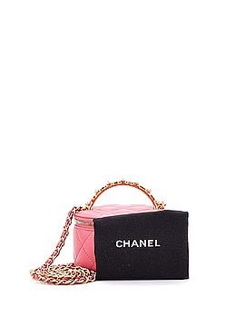 Chanel Pearl Logo Top Handle Round Vanity Case with Chain Quilted Lambskin Mini (view 2)