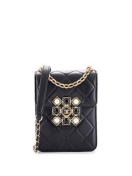 Chanel Resin and Pearl CC Flap Bag Quilted Calfskin North South (view 1)