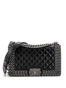 Chanel Chained Boy Flap Bag Quilted Glazed Calfskin Old Medium (view 1)