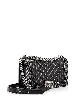 Chanel Chained Boy Flap Bag Quilted Glazed Calfskin Old Medium (view 2)