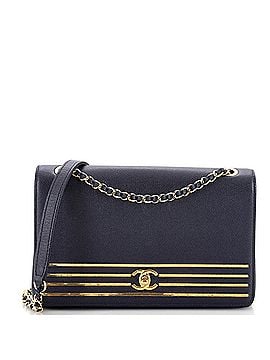 Chanel Captain Gold Flap Bag Embroidered Caviar Medium (view 1)