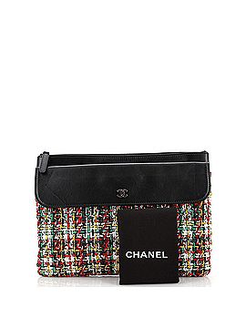Chanel Pocket Zip Pouch Quilted Lambskin with Tweed Medium (view 2)