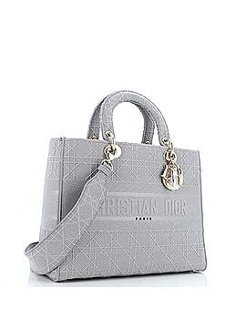 Christian Dior Lady D-Lite Bag Cannage Embroidered Canvas Large (view 2)