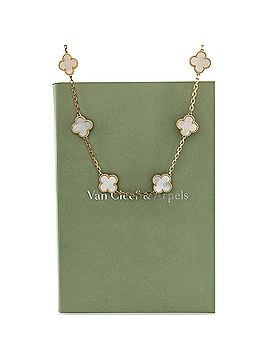 Van Cleef & Arpels Vintage Alhambra 10 Motifs Necklace 18K Yellow Gold and Mother of Pearl (view 2)