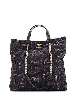 Chanel Denim Mood Shopping Tote Logo Printed Quilted Denim Maxi (view 1)