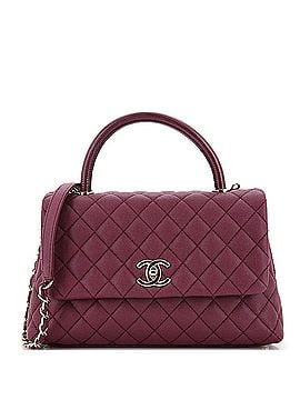 Chanel Coco Top Handle Bag Quilted Caviar with Lizard Embossed Handle Small (view 1)