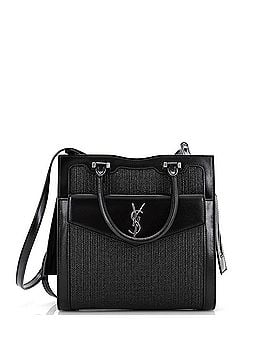 Saint Laurent Uptown Tote Raffia with Leather Small (view 1)